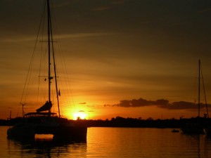 The view from our cockpit at Sunset Bay Marina and Anchorage